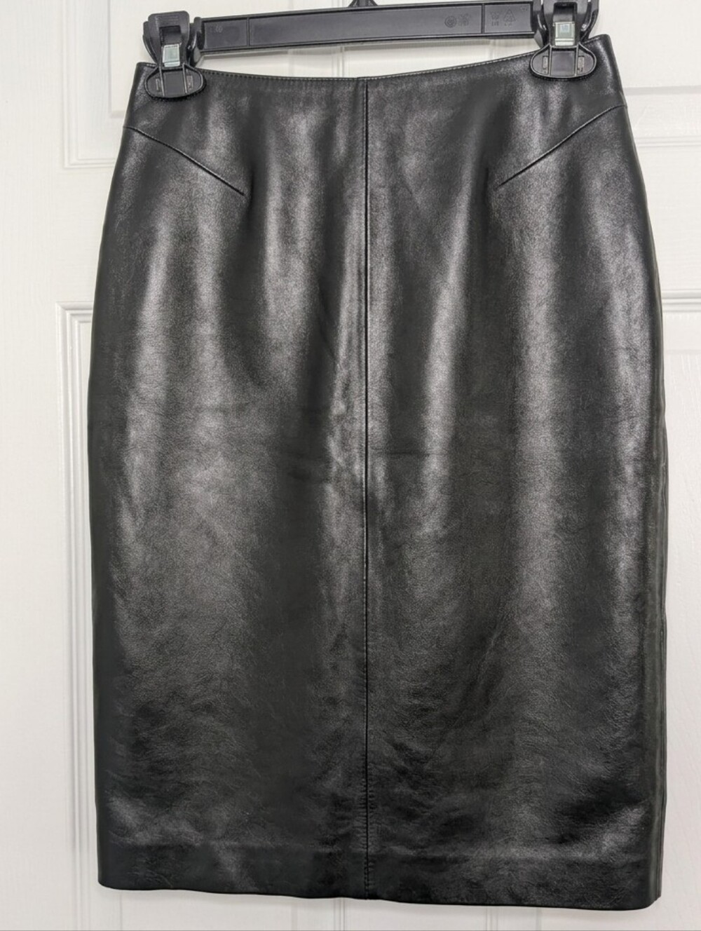 Y2K Pelle Studio Wilsons Black Genuine Leather Pencil Skirt Yoke Waist 4